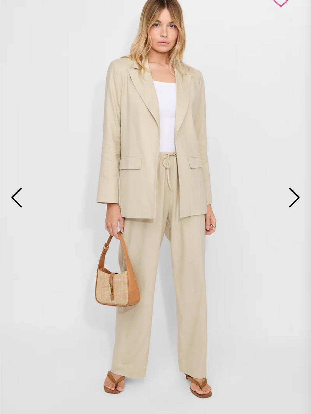 Beige Wide-Leg Drawstring Pants - Women's Relaxed Fit